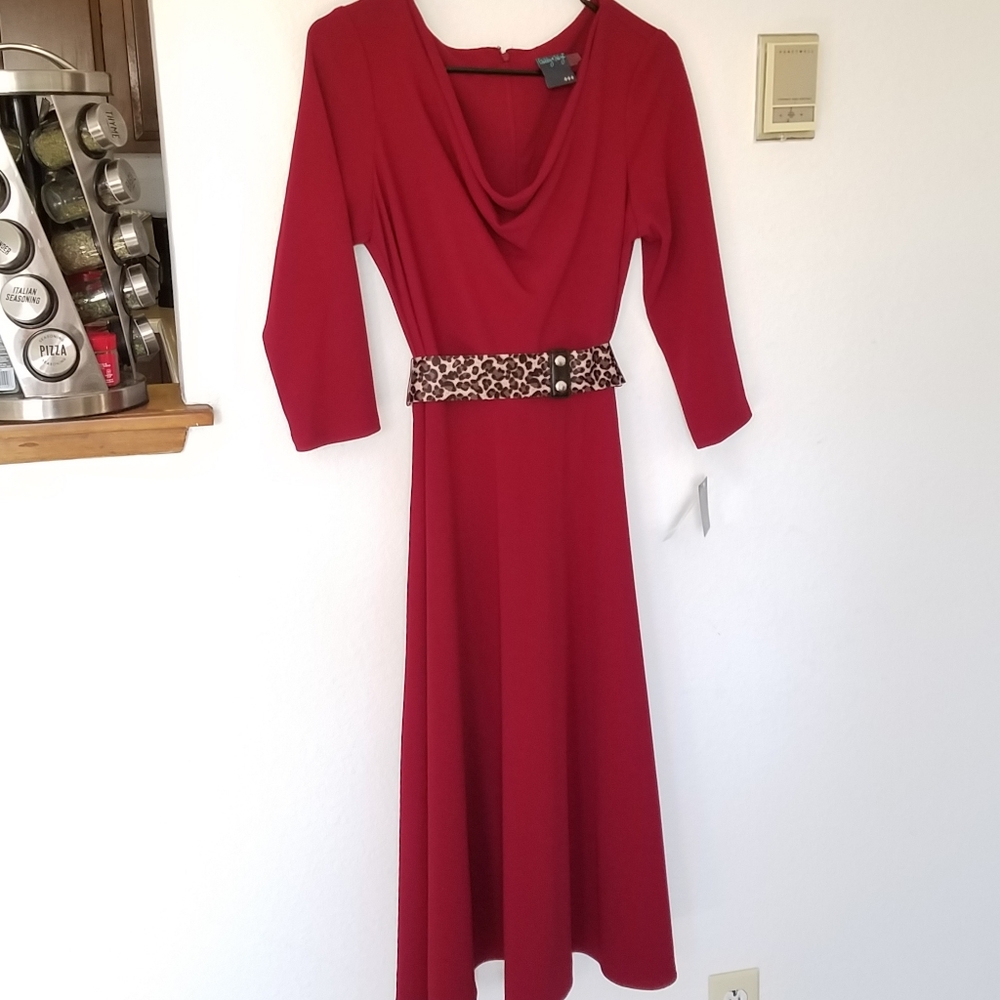 Cowl Neck Red Dress